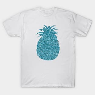 Turquoise Glitter Filled Pineapple Design T-Shirt